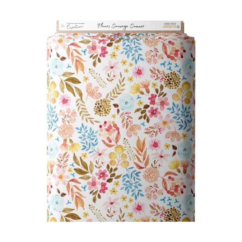 Tissu coton imprimé Fleurs Sauvages Summer - Certifié Oeko-Tex® Mercerie des Princesses