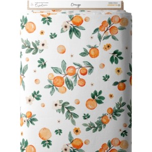 Tissu coton imprimé Orange - Certifié Oeko-Tex® Mercerie des Princesses