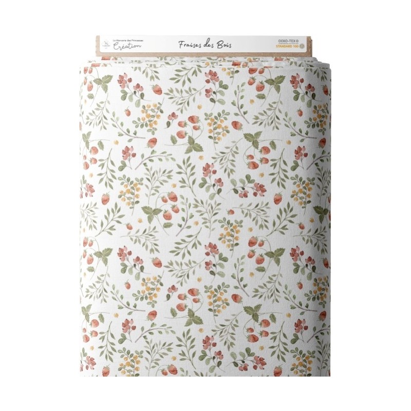 Tissu coton Fraises des Bois Mercerie des Princesses