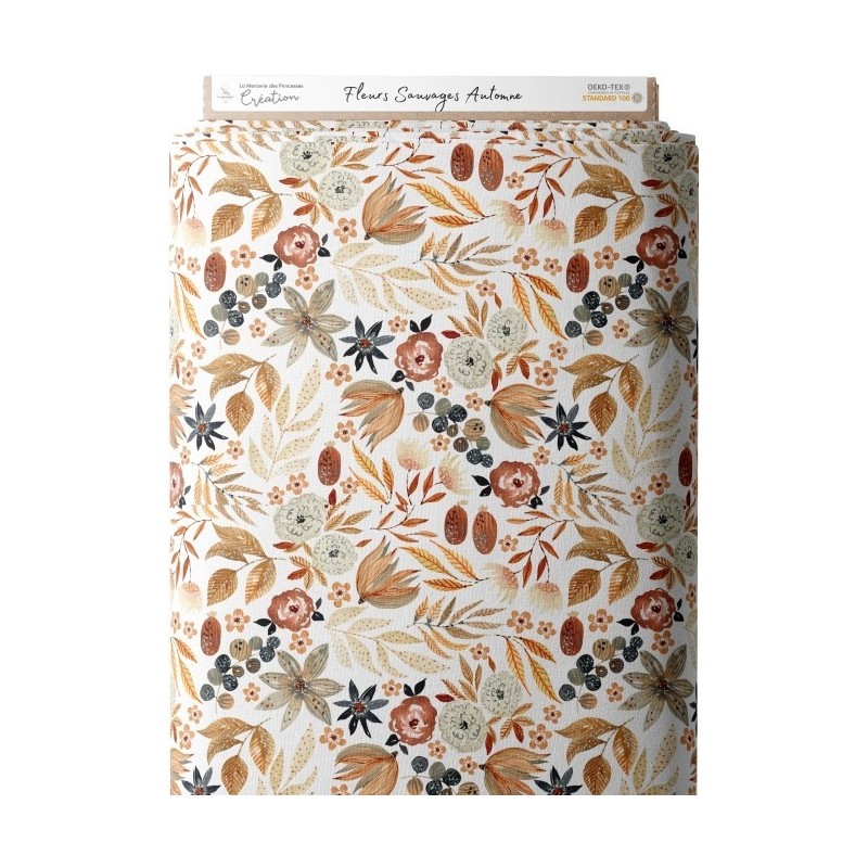 Tissu coton imprimé Fleurs Sauvages  Automne - Certifié Oeko-Tex® Mercerie des Princesses