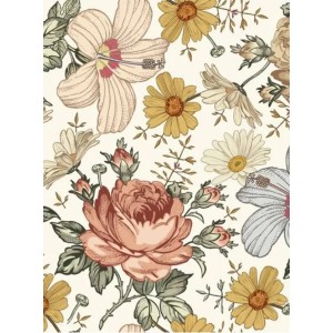 Tissu coton imprimé Fleurs Vintage - Certifié Oeko-Tex® Mercerie des Princesses