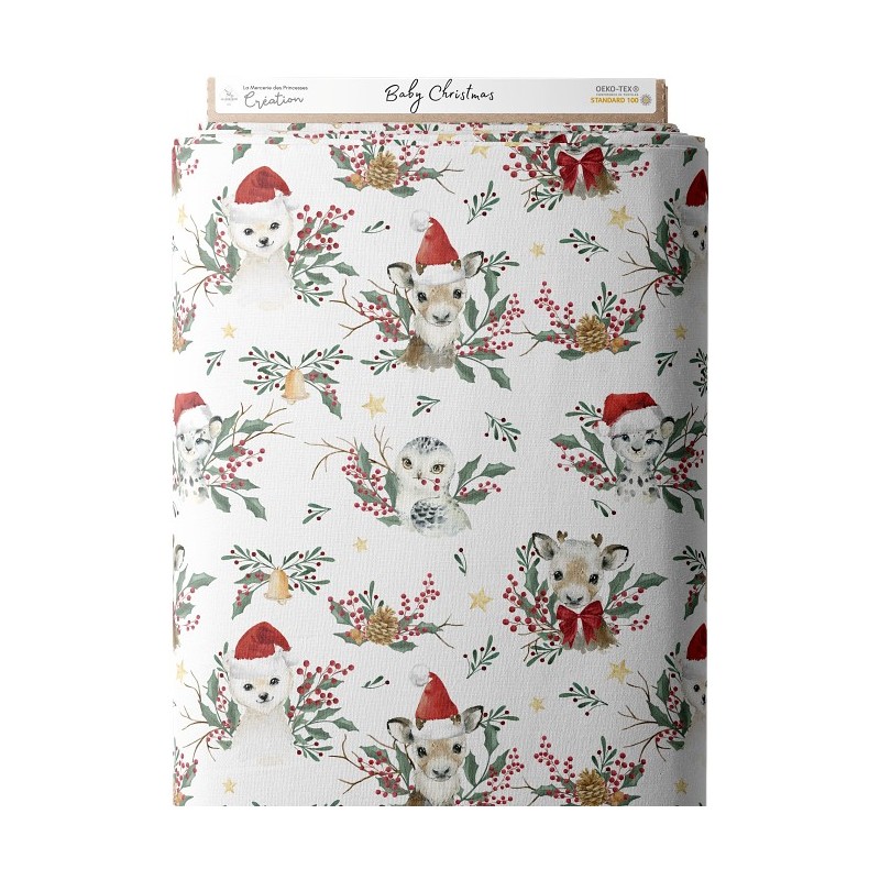 Tissu coton imprimé Baby Christmas - Certifié Oeko-Tex® Mercerie des Princesses