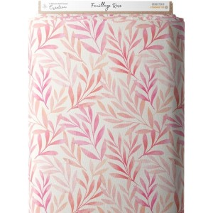Tissu coton imprimé pour enfants Feuillage Rose - Certifié Oeko-Tex® Mercerie des Princesses