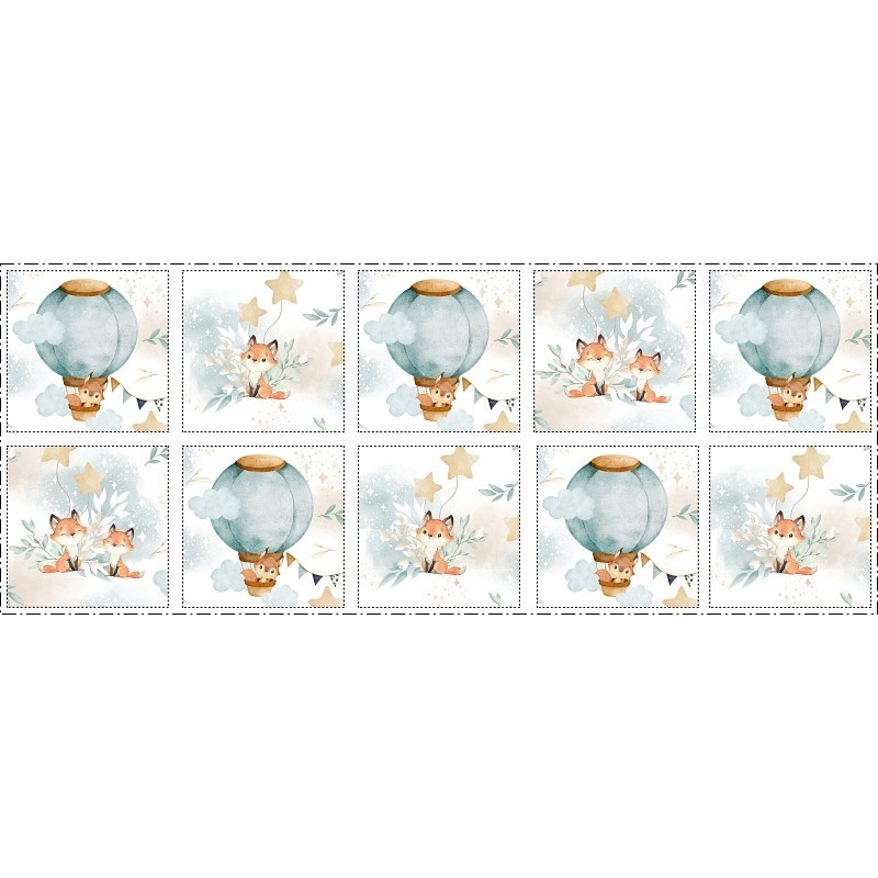 Coupon Lingettes Lovely Fox Celadon coton imprimé à réaliser soi-même  - Certifié Oeko-Tex®