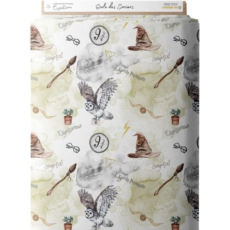 Tissu coton imprimé pour enfants Ecole des Sorciers - Certifié Oeko-Tex® Mercerie des Princesses