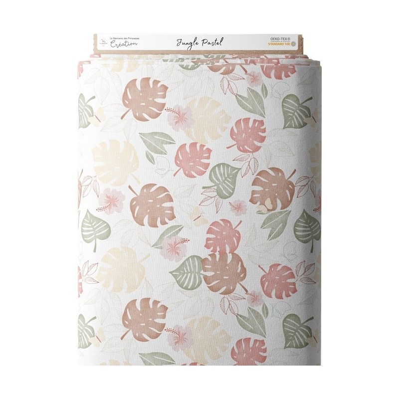 Tissu coton imprimé Jungle Pastel - Certifié Oeko-Tex® Mercerie des Princesses