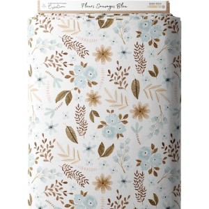 Tissu coton imprimé Fleurs Sauvages Bleu - Certifié Oeko-Tex® Mercerie des Princesses