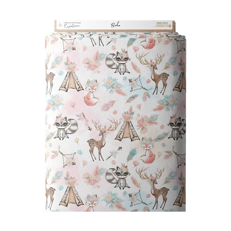 Tissu coton imprimé pour enfants Boho- Certifié Oeko-Tex® Mercerie des Princesses