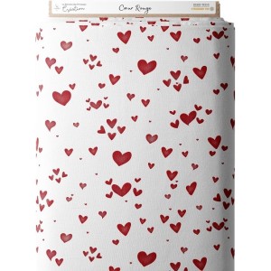 Tissu coton imprimé coeurs rouges - Certifié Oeko-Tex® Mercerie des Princesses