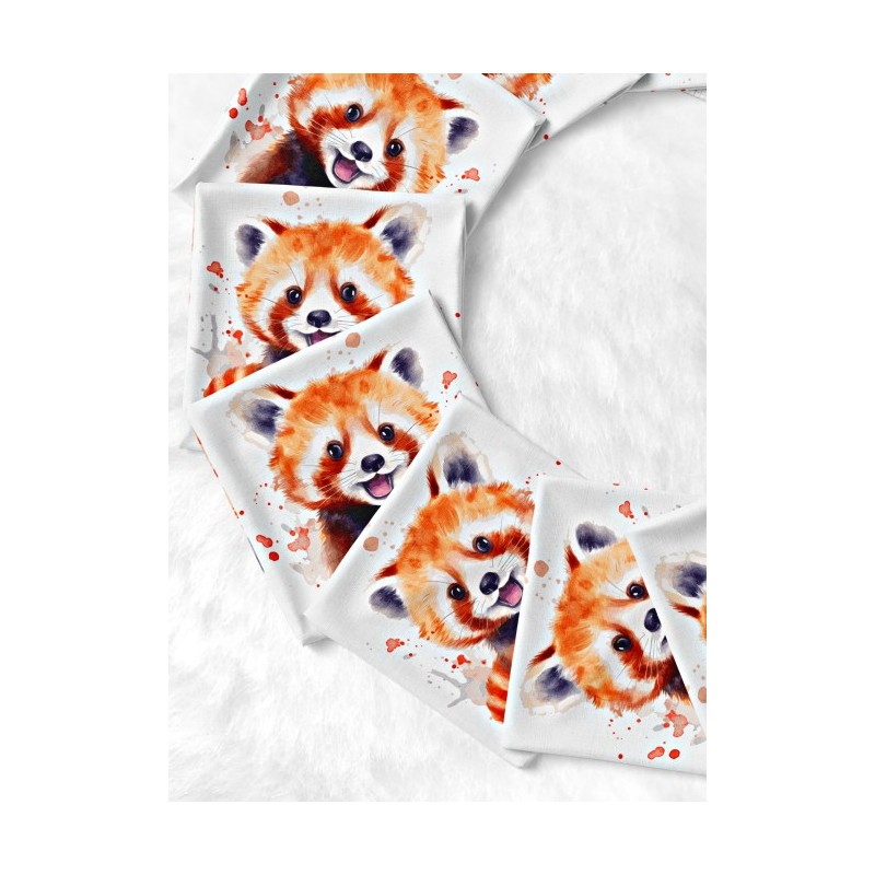 Coupon Lingettes Panda Roux coton imprimé à réaliser soi-même  - Certifié Oeko-Tex®