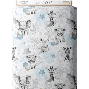 Tissu coton imprimé Savane Pastel Bleu - Certifié Oeko-Tex® Mercerie des Princesses