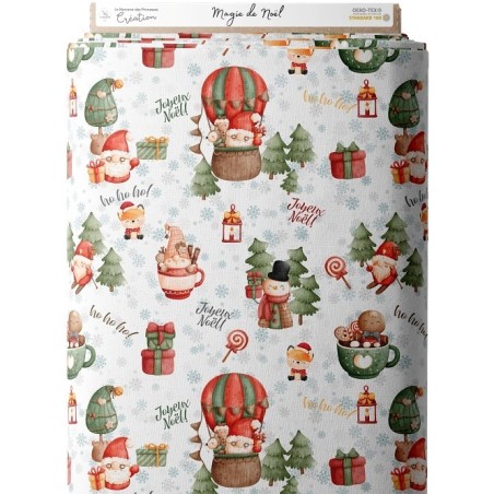 Tissu coton imprimé La Magie de Noël - Certifié Oeko-Tex® Mercerie des Princesses