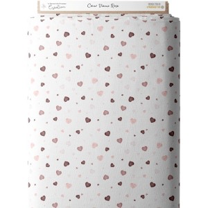 Tissu coton imprimé Coeurs vieux rose - Certifié Oeko-Tex® Mercerie des Princesses