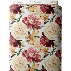 Tissu coton imprimé Fleurs Romantiques - Certifié Oeko-Tex® Mercerie des Princesses