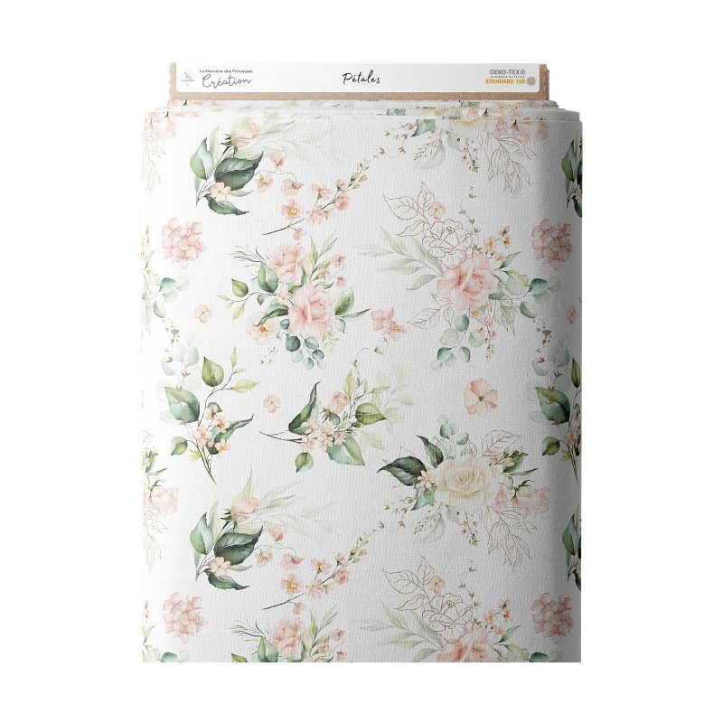 Tissu coton imprimé Pétales - Certifié Oeko-Tex® Mercerie des Princesses