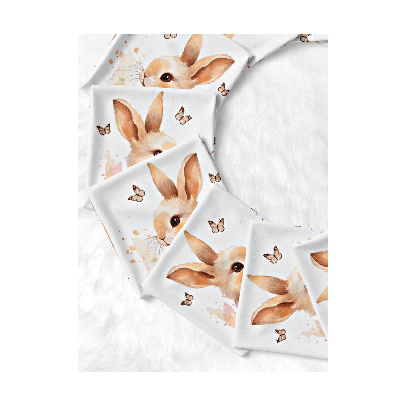 Coupon Lingettes Lapin et papillons coton imprimé à réaliser soi-même  - Certifié Oeko-Tex®