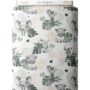 Tissu coton imprimé pour enfants Savane Dusty Green- Certifié Oeko-Tex® Mercerie des Princesses