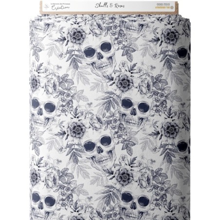 Tissu coton imprimé Skulls & Roses - Certifié Oeko-Tex® Mercerie des Princesses