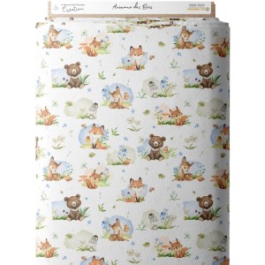 Tissu coton imprimé pour enfants Animaux des bois - Certifié Oeko-Tex® Mercerie des Princesses