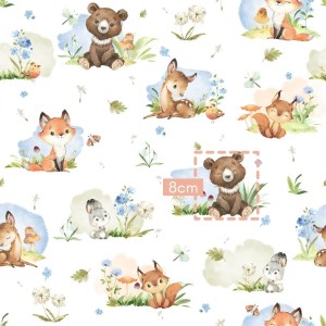  Tissu coton imprimé pour enfants Animaux des bois - Certifié Oeko-Tex® Mercerie des Princesses