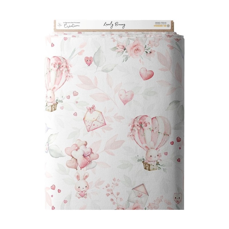 Tissu coton imprimé Lovely Bunny - Certifié Oeko-Tex® Mercerie des Princesses