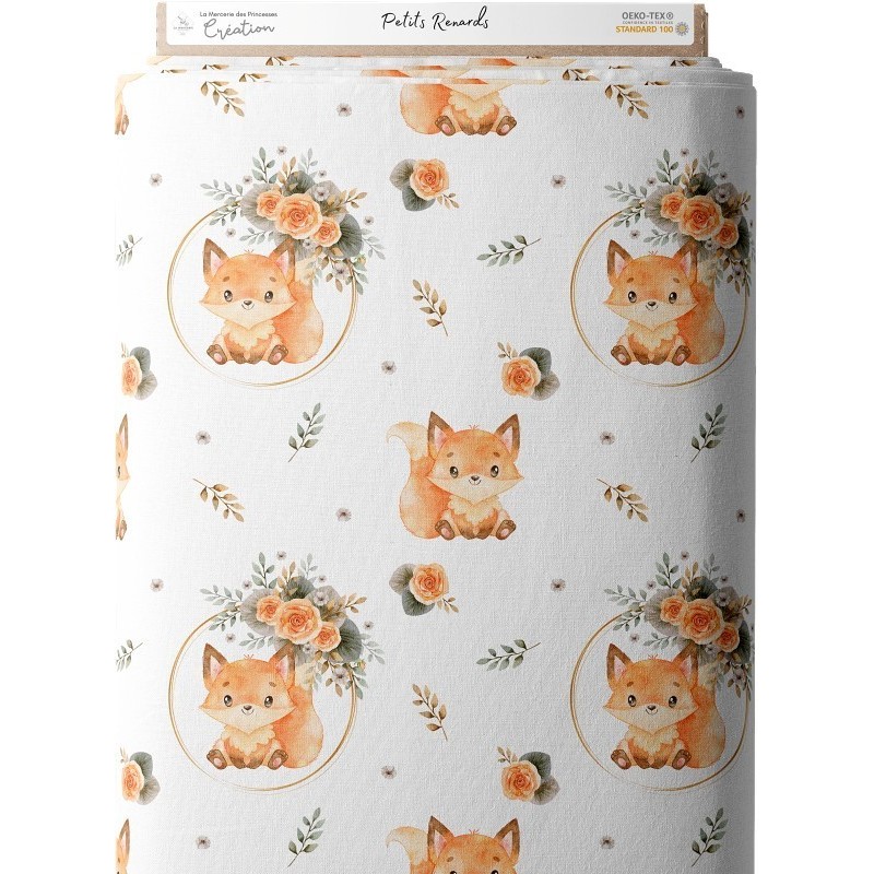Tissu coton imprimé pour enfants Les petits Renards- Certifié Oeko-Tex® Mercerie des Princesses