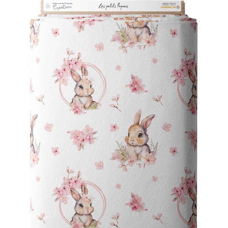 Tissu coton imprimé pour enfants Les petits lapins - Certifié Oeko-Tex® Mercerie des Princesses
