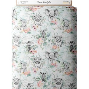 Tissu coton imprimé pour enfants Savane Eucalyptus  - Certifié Oeko-Tex® Mercerie des Princesses