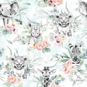  Tissu coton imprimé pour enfants Savane Eucalyptus  - Certifié Oeko-Tex® Mercerie des Princesses
