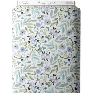 Tissu coton imprimé Fleurs Sauvages Vert - Certifié Oeko-Tex® Mercerie des Princesses