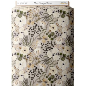 Tissu coton imprimé Fleurs Sauvages Marron - Certifié Oeko-Tex® Mercerie des Princesses