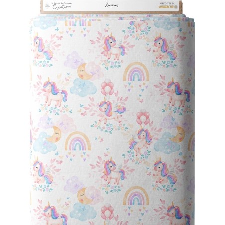 Tissu coton imprimé pour enfants Licornes - Certifié Oeko-Tex® Mercerie des Princesses