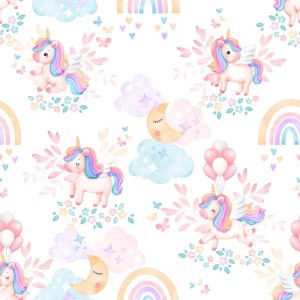  Tissu coton imprimé pour enfants Licornes - Certifié Oeko-Tex® Mercerie des Princesses