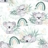 Tissu coton imprimé pour enfants Koala vert d'eau  - Certifié Oeko-Tex® Mercerie des Princesses