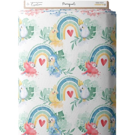 Tissu coton imprimé Perroquets - Certifié Oeko-Tex® Mercerie des Princesses