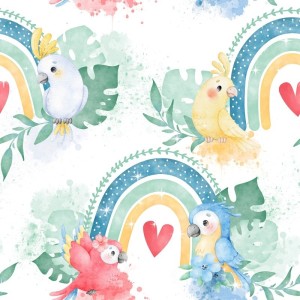  Tissu coton imprimé Perroquets - Certifié Oeko-Tex® Mercerie des Princesses