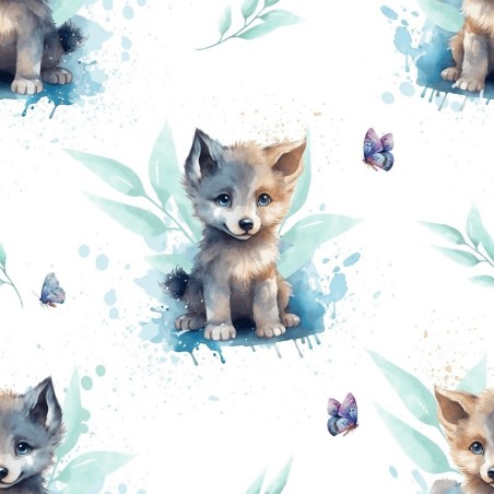 Tissu coton imprimé pour enfants Louveteau - Certifié Oeko-Tex® Mercerie des Princesses