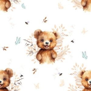  Tissu coton imprimé pour enfants Ourson - Certifié Oeko-Tex® Mercerie des Princesses