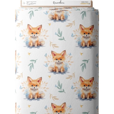 Tissu coton imprimé pour enfants renardeau - Certifié Oeko-Tex® Mercerie des Princesses