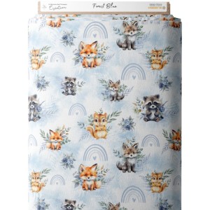 Tissu coton imprimé Forest Blue - Certifié Oeko-Tex® Mercerie des Princesses