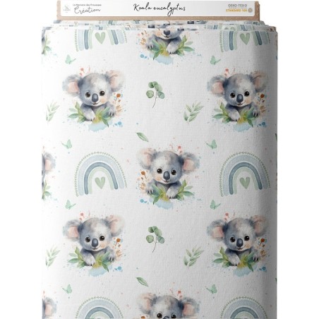 Tissu coton imprimé pour enfants Koala Eucalyptus  - Certifié Oeko-Tex® Mercerie des Princesses