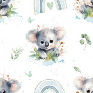  Tissu coton imprimé pour enfants Koala Eucalyptus  - Certifié Oeko-Tex® Mercerie des Princesses