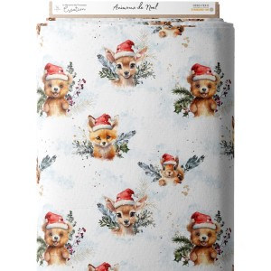 Tissu coton imprimé pour enfants Les Animaux de Noël - Certifié Oeko-Tex® Mercerie des Princesses