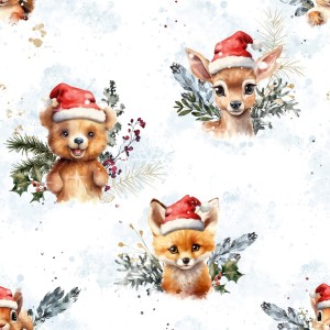  Tissu coton imprimé pour enfants Les Animaux de Noël - Certifié Oeko-Tex® Mercerie des Princesses