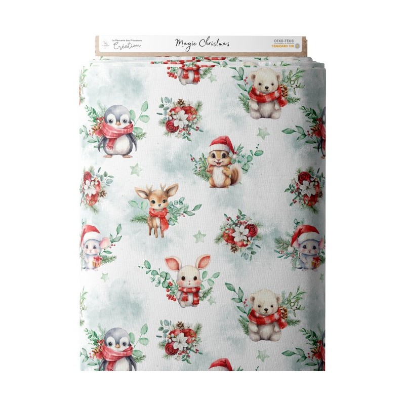 Tissu coton imprimé pour enfants Magic Christmas - Certifié Oeko-Tex® Mercerie des Princesses