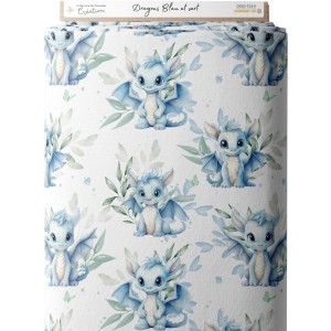  Tissu coton imprimé pour enfants Dragons Bleus et Verts- Certifié Oeko-Tex® Mercerie des Princesses