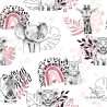  Tissu coton imprimé pour enfants Savane Pop Rose - Certifié Oeko-Tex® Mercerie des Princesses