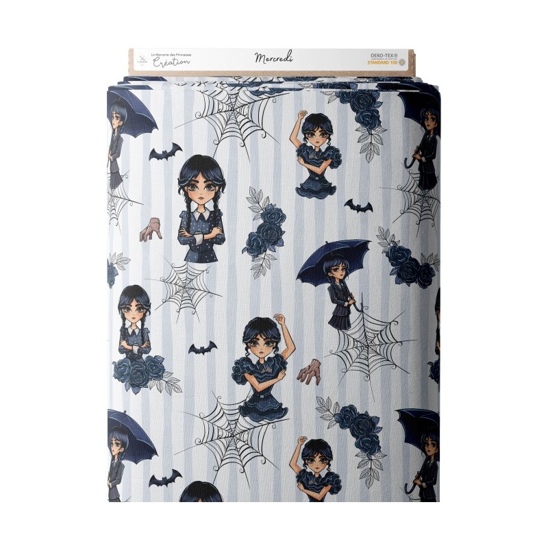 Tissu coton imprimé pour enfants Mercredi - Certifié Oeko-Tex® Mercerie des Princesses