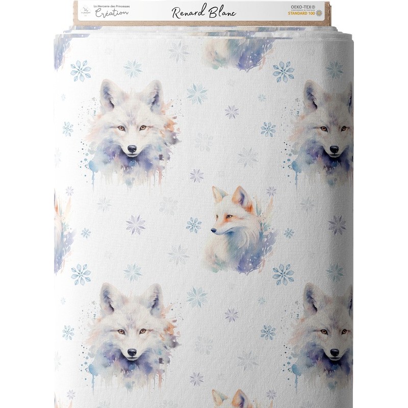 Tissu coton imprimé pour enfants Renard Blanc - Certifié Oeko-Tex® Mercerie des Princesses