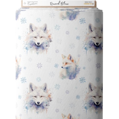 Tissu coton imprimé pour enfants Renard Blanc - Certifié Oeko-Tex® Mercerie des Princesses